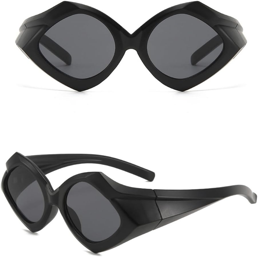 

Панк-очки неправильной формы, роскошные модные солнцезащитные очки с геометрическим узором для мужчин и женщин, очки в крупной оправе с бриллиантами LVTFCO, Black Black