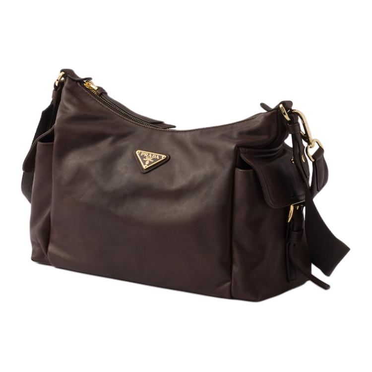 Исследуйте большую женскую сумку из овчины коричневого цвета PRADA, Set (Bag+Dust Bag) — фото 2