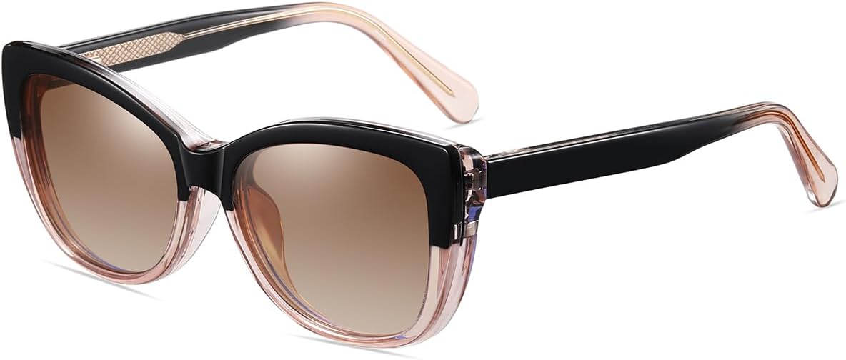 

Женские солнцезащитные очки «кошачий глаз», модные, с зажимом, поляризованные, квадратные, магнитные, для активного отдыха, защита от УФ-излучения UV400 Tr90 weiyuchen, Black Brown Frame