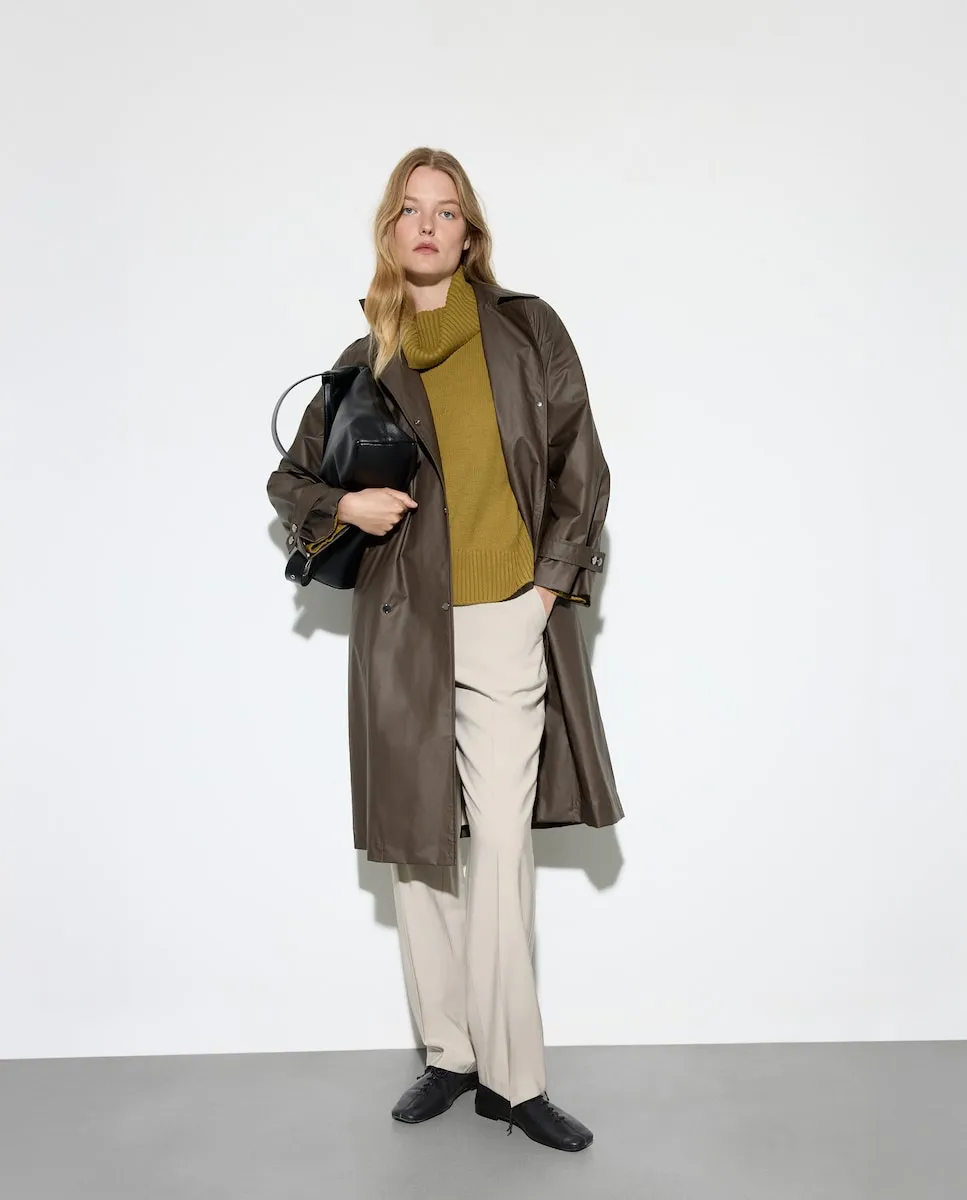 

Женский свитер крупной вязки с высоким воротником Woman El Corte Inglés, оливковый