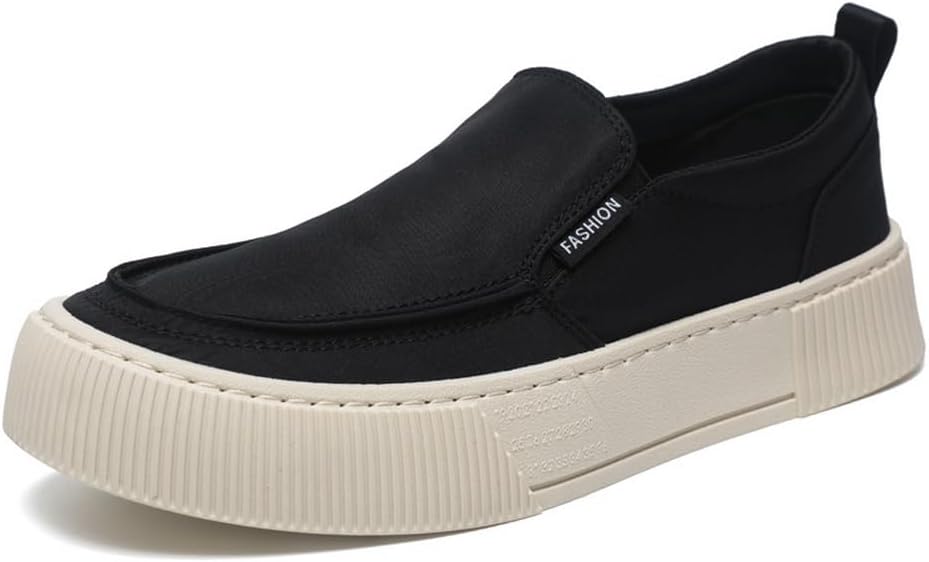 

Мужские модные слипоны, повседневные лоферы на платформе из холста Tazimall, черный