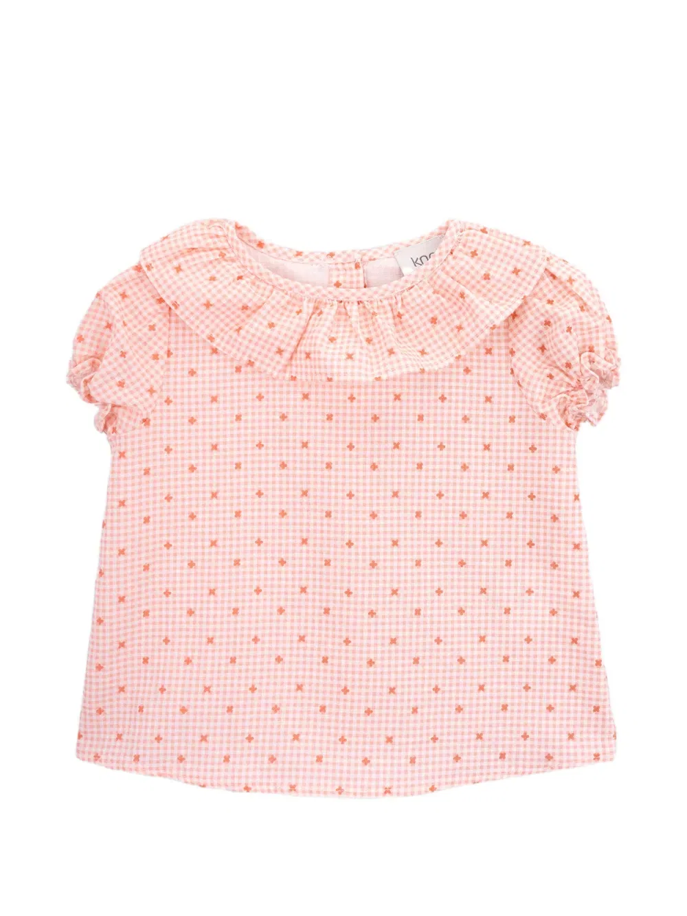 Блузка в клетку с оборками Grace Knot, розовый