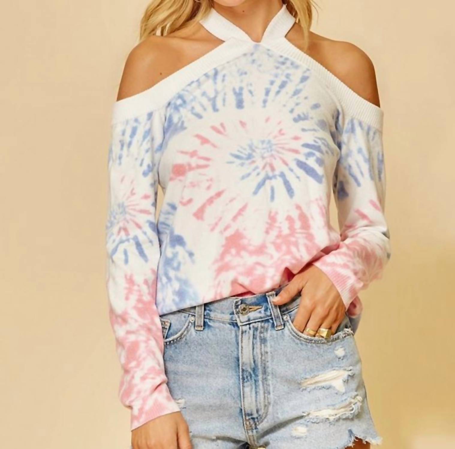 

Свитер с перекрещивающимся вырезом в стиле тай-дай Andree By Unit, Tie Dye