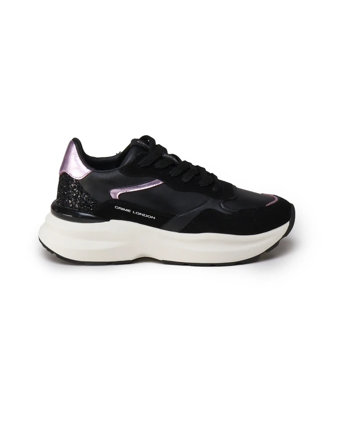 

Кроссовки с замшей и блестками Crime London, черный