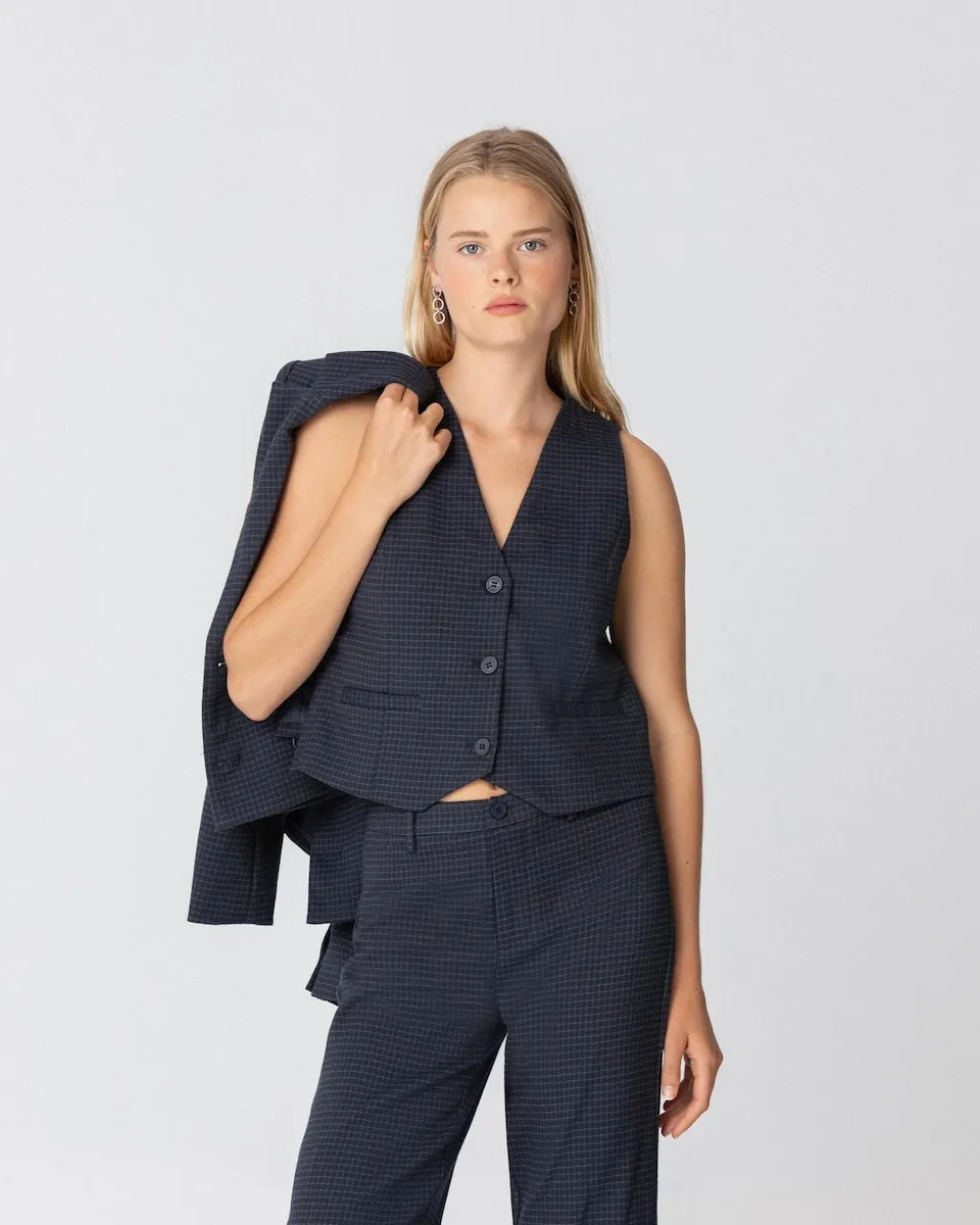 

Женский клетчатый жилет Noon, темно-синий