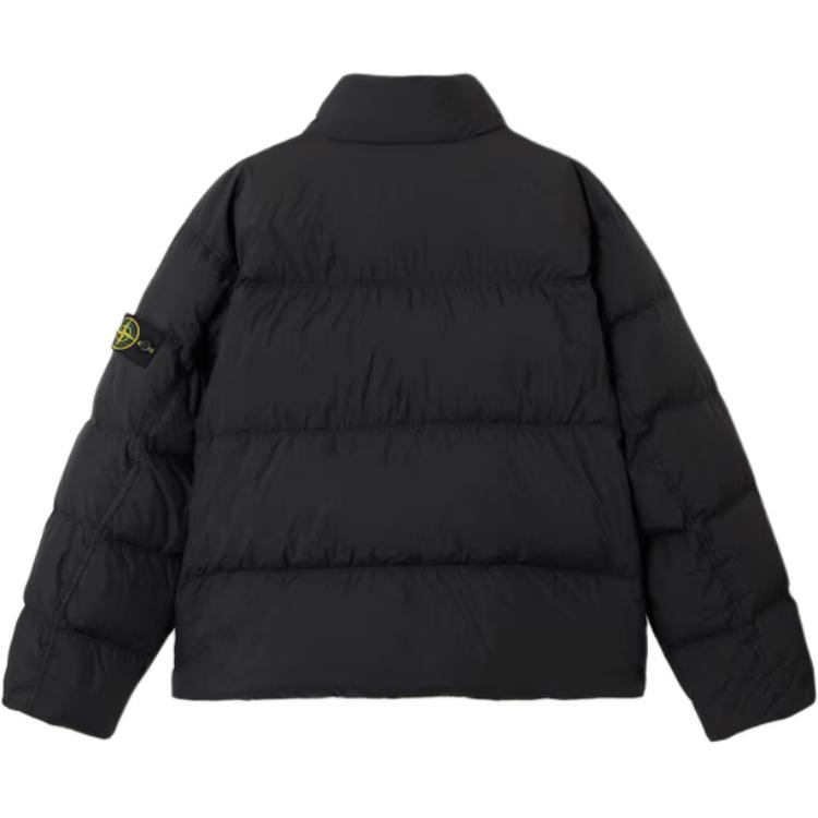 STONE ISLAND Пуховик с высоким воротником и логотипом, Black — фото 3