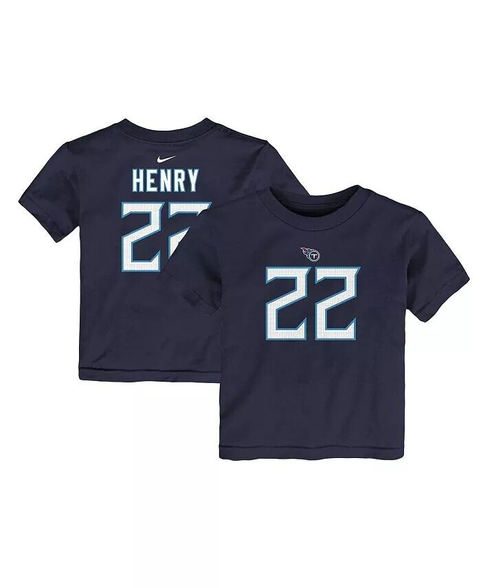 

Футболка с именем и номером игрока Derrick Генри Navy Tennessee Titans для мальчиков и девочек для малышей Nike, синий