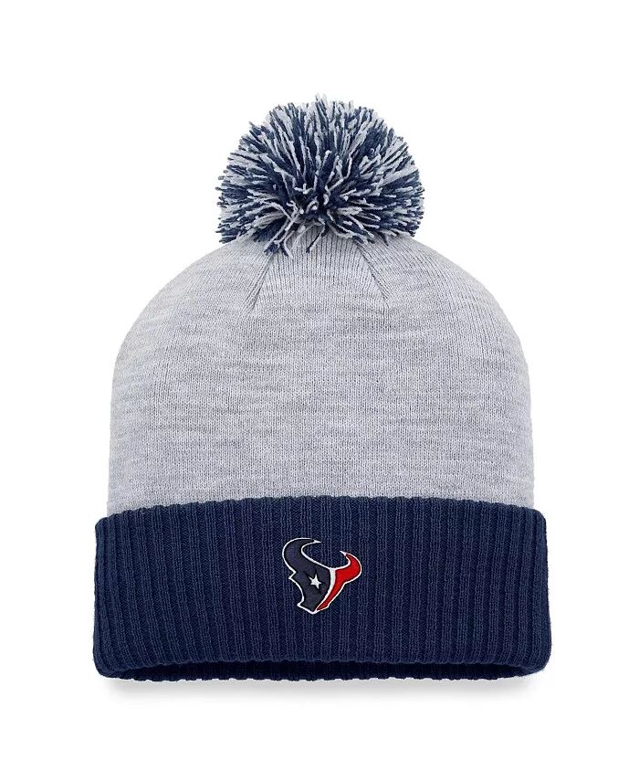 

Женская шапка-манжета Houston Texans серого цвета с пепельным узором и помпоном Fanatics