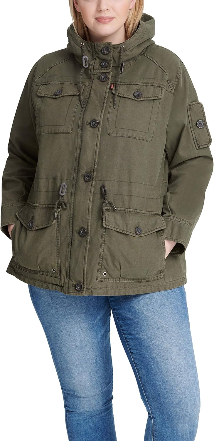 Женская легкая хлопковая военная куртка Levi's (стандартные и большие размеры), Army Green — фото 3