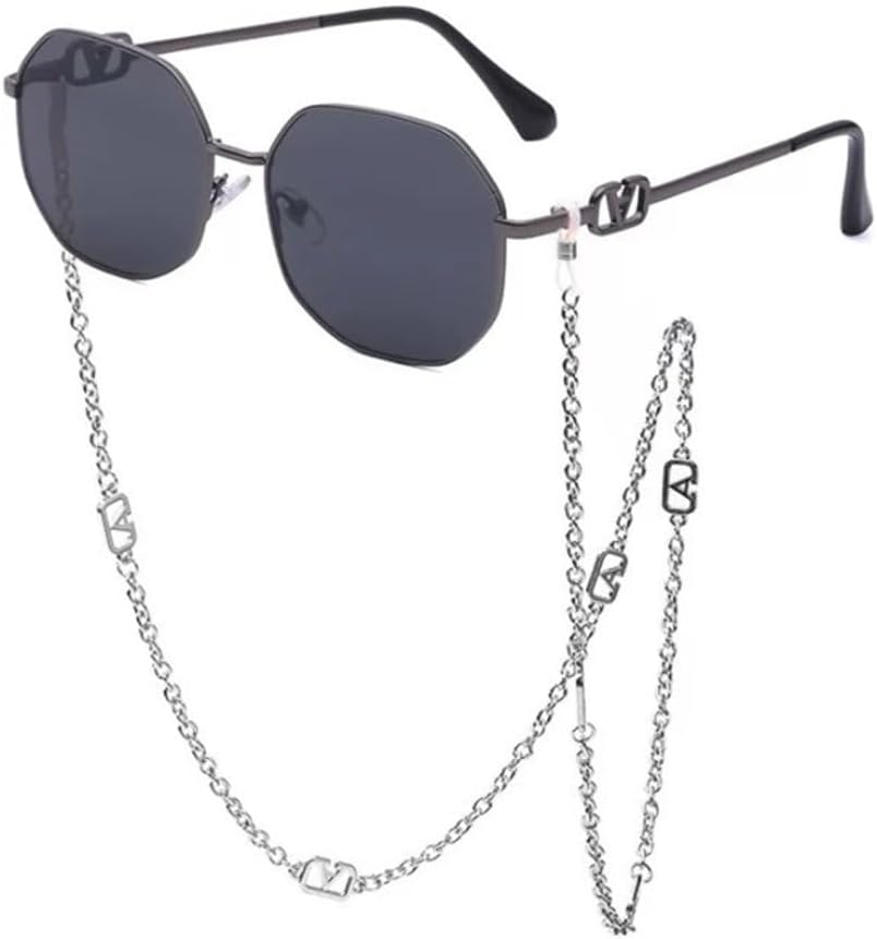 

Роскошные металлические солнцезащитные очки с цепочкой, уникальные многоугольные солнцезащитные очки, классические женские ретро-моды, солнцезащитные очки UV400 TYUVIVO, 7