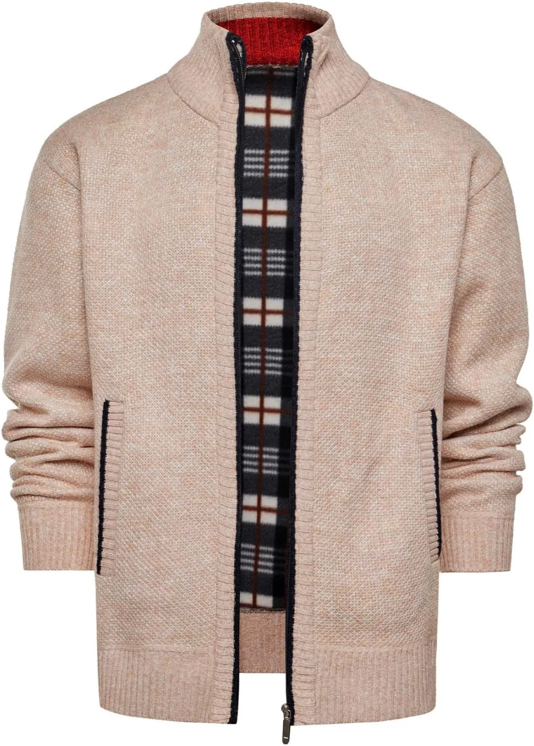 

Мужской плюшевый кардиган с воротником стойкой и молнией