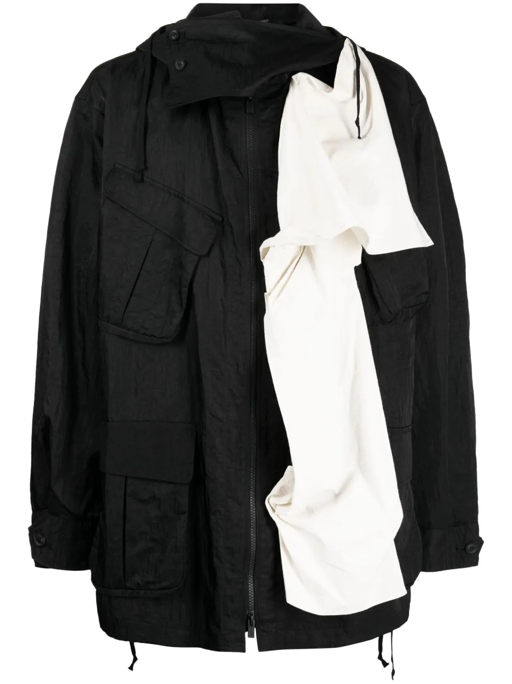 

Куртка асимметричного кроя с капюшоном Yohji Yamamoto, черный