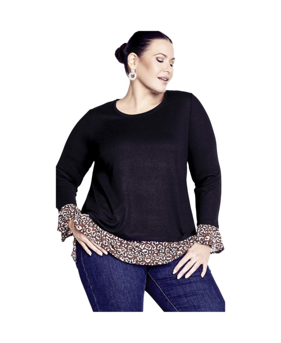 

Женская шифоновая блузка Hacci с принтом AVENUE, Black pecan animal