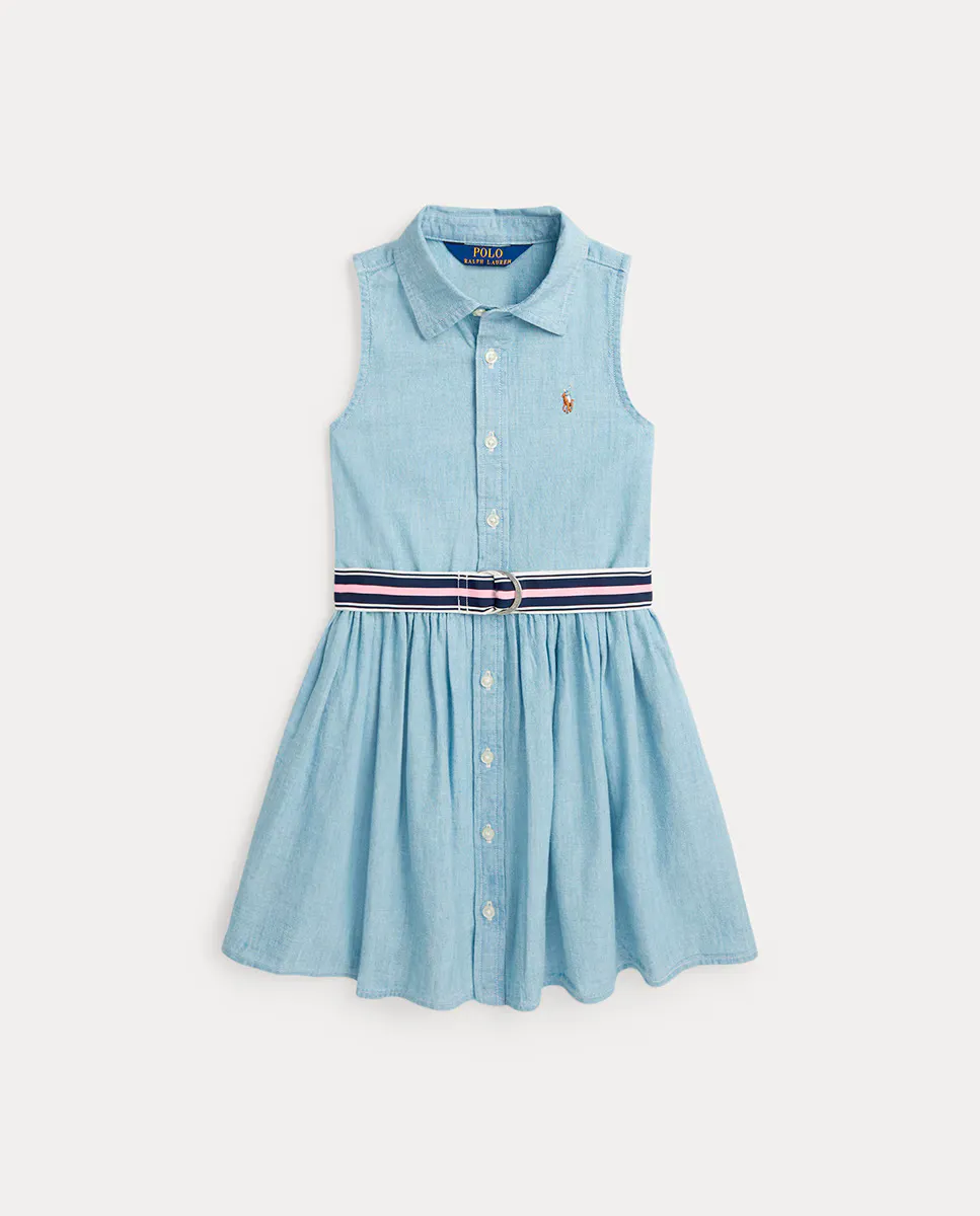 

Платье-рубашка из хлопка для девочки Polo Ralph Lauren, голубой