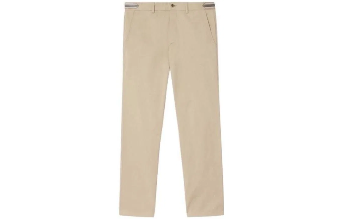 Брюки чинос Burberry из хлопка с полосками, Light Khaki
