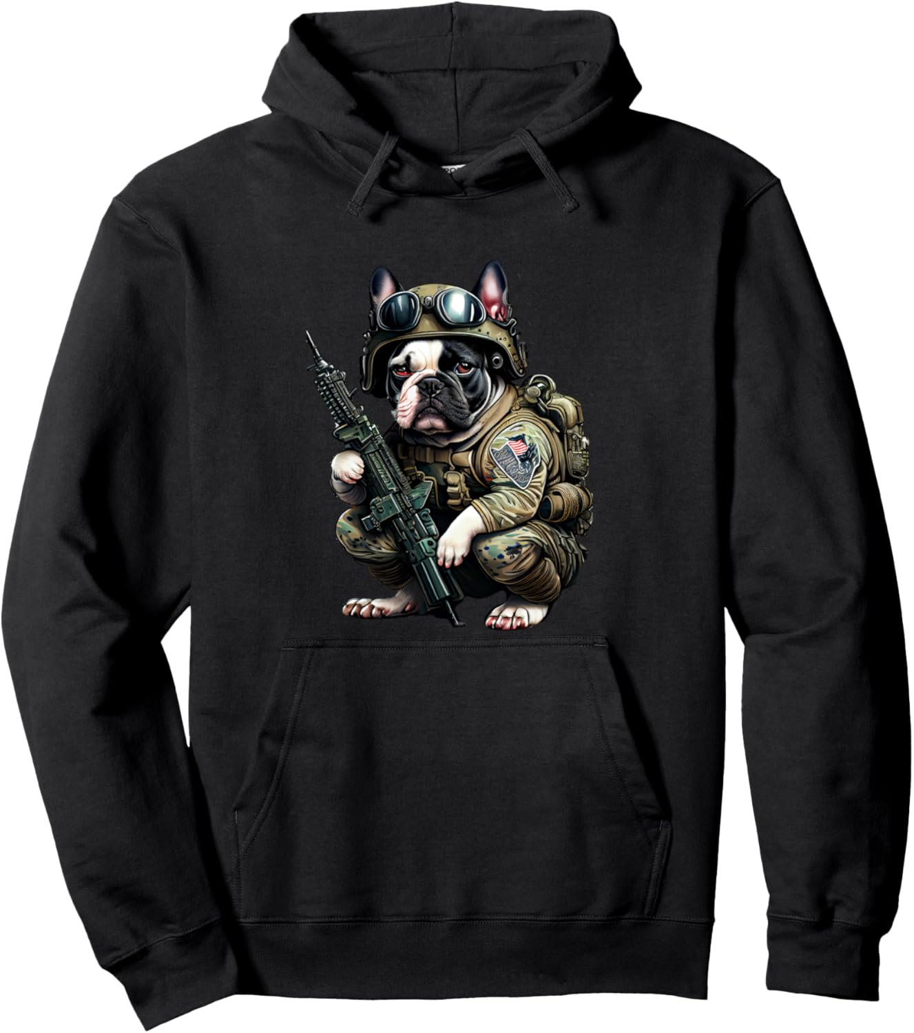 

Патриотическая толстовка с изображением военного бульдога-солдата Patriotic Military Bulldog Soldier Design, черный