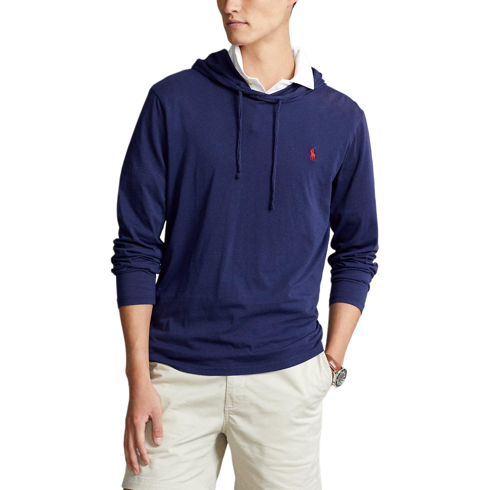 Длинный рукав хлопковая толстовка с капюшоном Polo Ralph Lauren, синий — фото 2