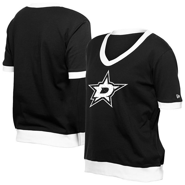 

Женская черная футболка Dallas Stars с пайетками для игрового дня New Era, Черный, Женская черная футболка Dallas Stars с пайетками для игрового дня New Era