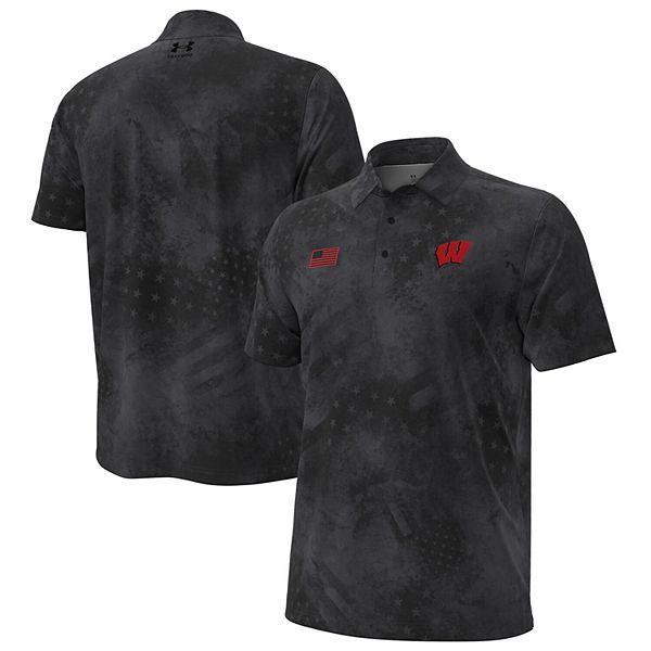 

Мужская черная футболка polo wisconsin badgers freedom collection armourfuse Under Armour