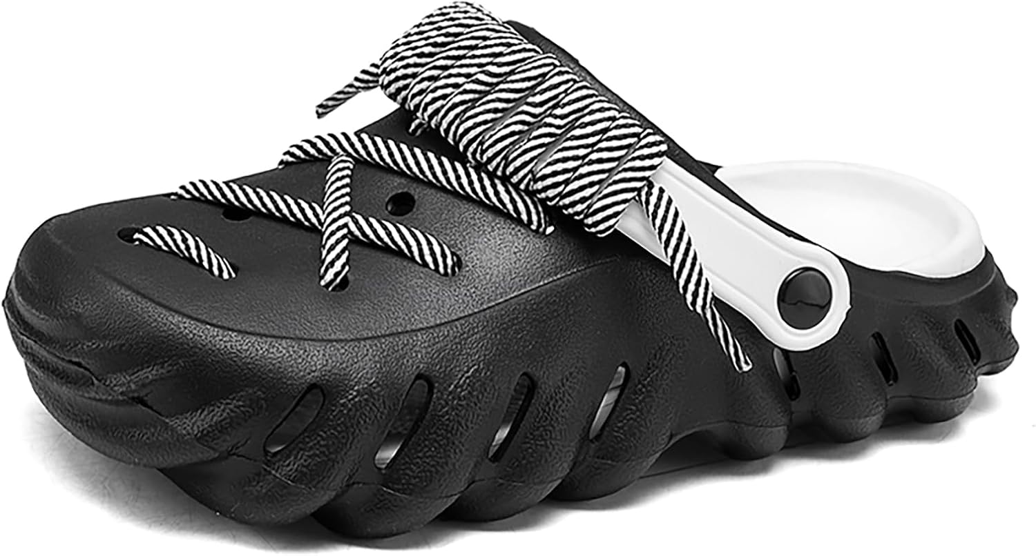 

Женские, мужские и сабо-мюли на платформе EVA с шнуровкой, удобные, легкие, без застежек, с нескользящей подошвой, дышащие, сандалии-шлепанцы для повседневного ношения, пляжа, бассейна и улицы Twodnawk, белый/черный