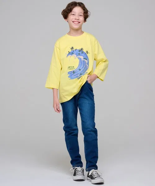 Детская футболка с рукавом 3/4 KRIFF MAYER Kid's Collection с принтом волны белого цвета — фото 4