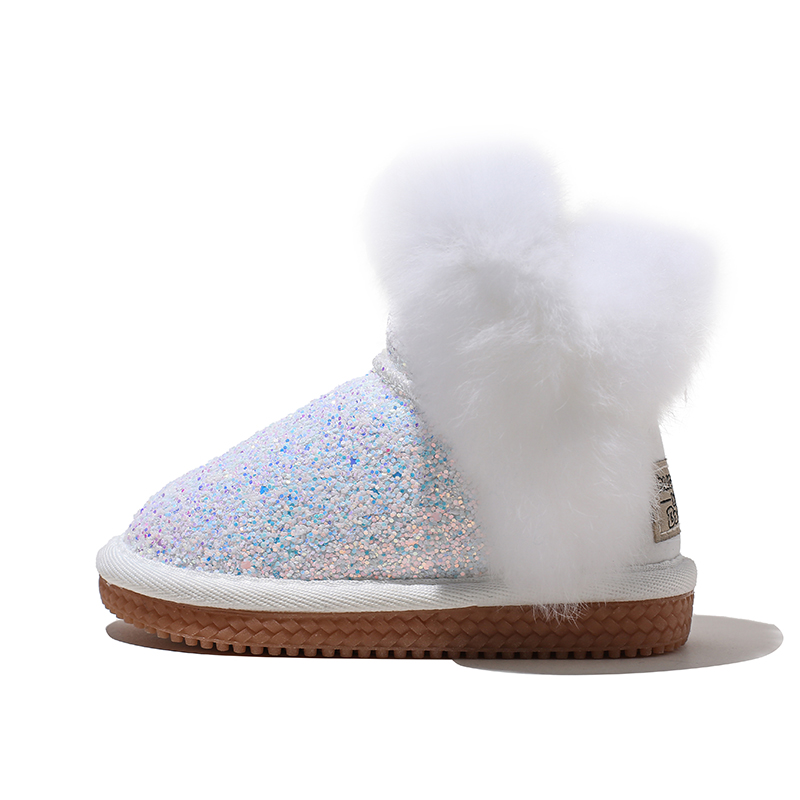 

Нескользящие и износостойкие теплые детские ботинки средней высоты Babaya, белый