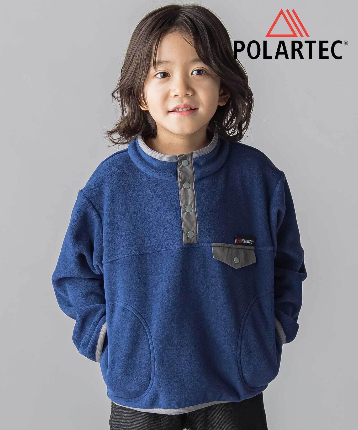 Пуловер с высоким воротником из флиса POLARTEC с окантовкой (100-150 см) BeBe, Blue