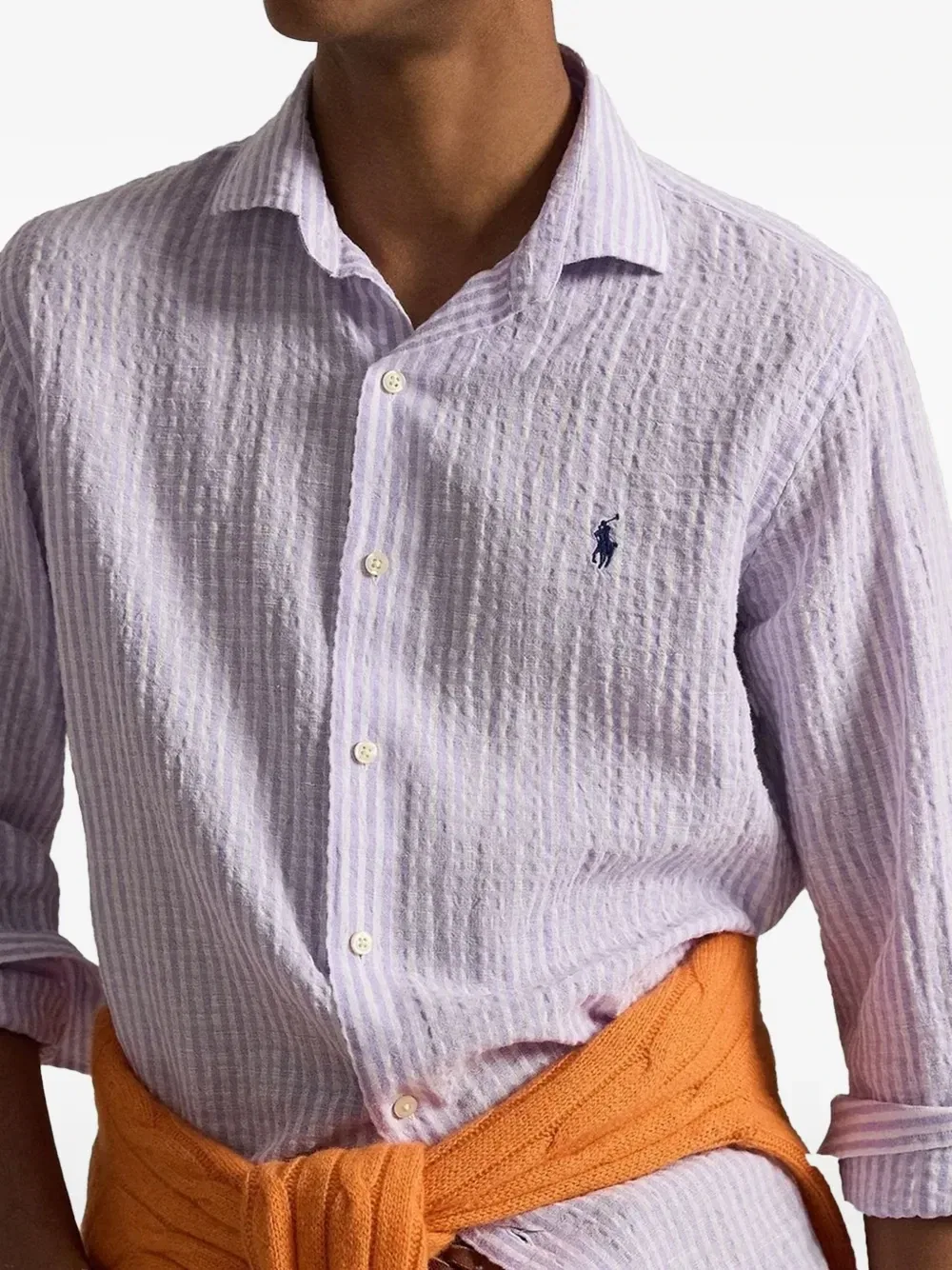 Рубашка из жатого хлопка в полоску POLO RALPH LAUREN, фиолетовый — фото 4