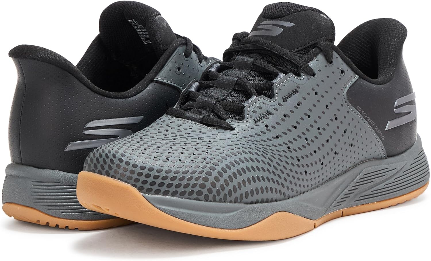 Мужские кроссовки Skechers Viper Court Reload с легким надеванием без рук, черный/угольный — фото 3