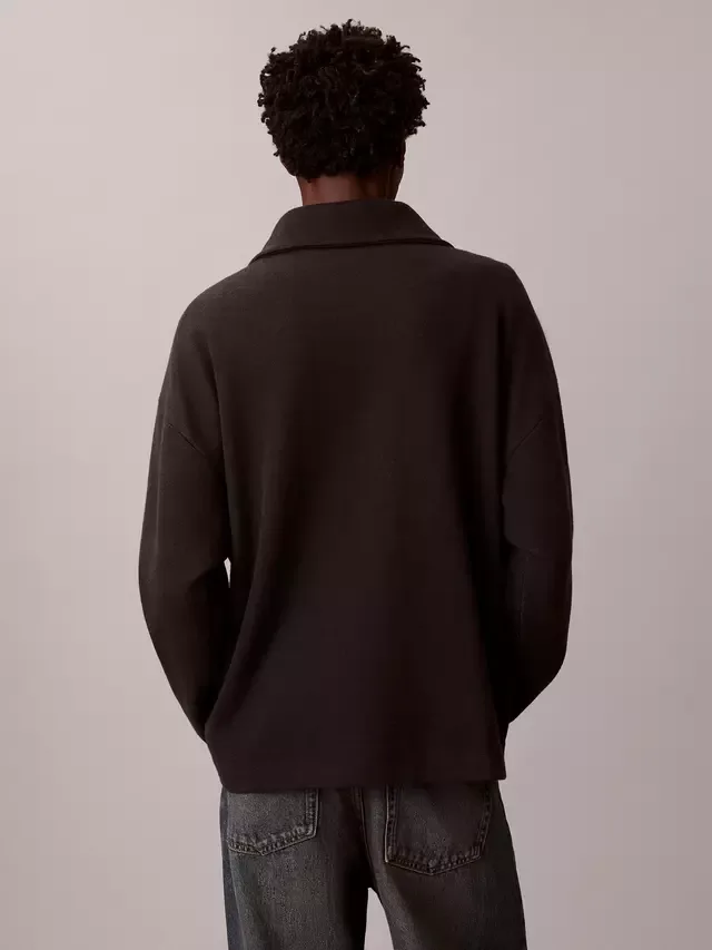 Черный джемпер на молнии из смесовой хлопковой ткани с начесом Calvin Klein — фото 2