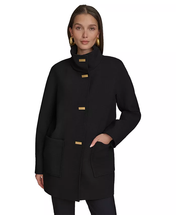 

Женское пальто с воротником-стойкой из крепа Donna Karan New York, черный