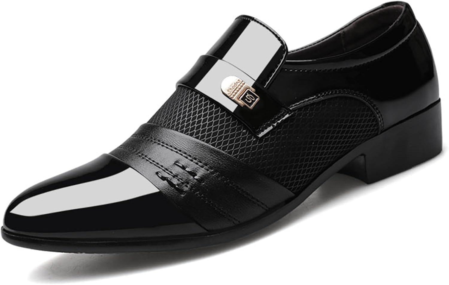 

Мужские лаковые туфли с кап-то носком и сетчатой вставкой, слипоны, деловые и офисные туфли для мужчин Lmgyzur, черный