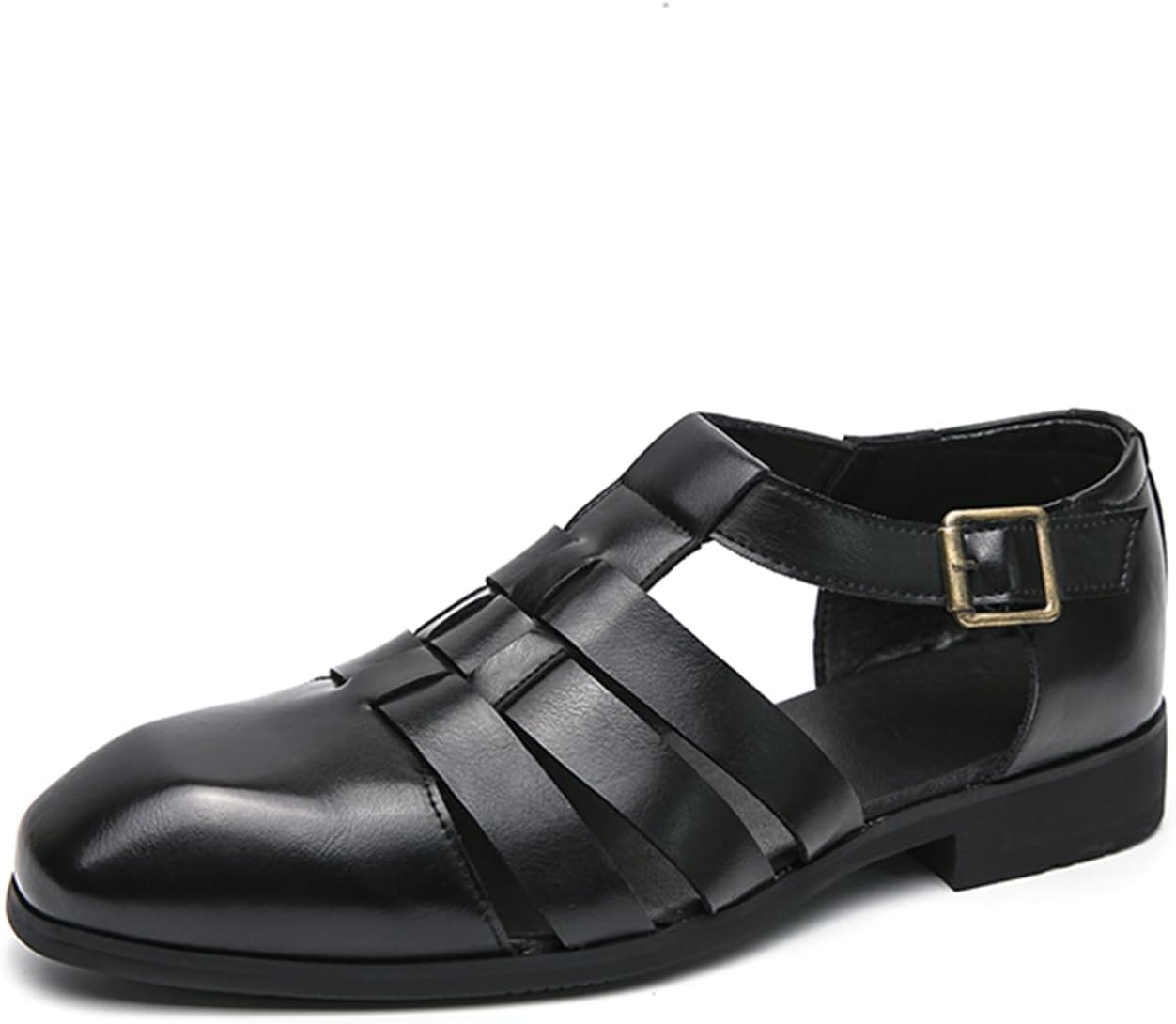 

Мужские сандалии Abborora с закрытым носком, римские сандалии с вырезами и пряжкой на щиколотке, летние дышащие пляжные сандалии, черный