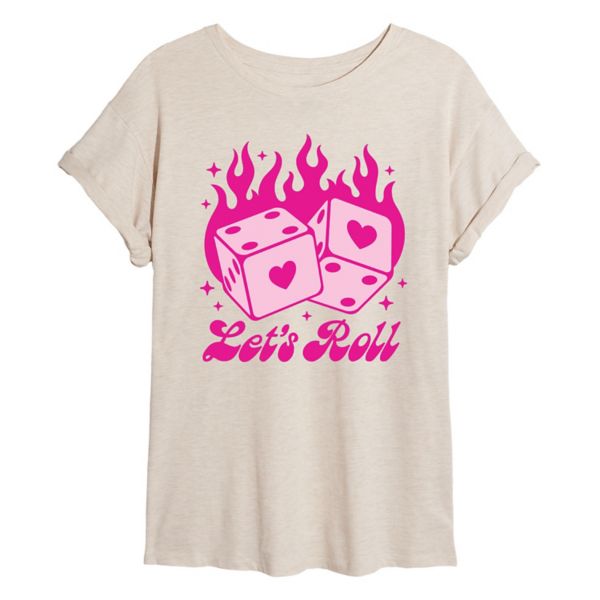 

Футболка Juniors Let's Roll Pink Heart Dice большого размера Licensed Character, бежевый
