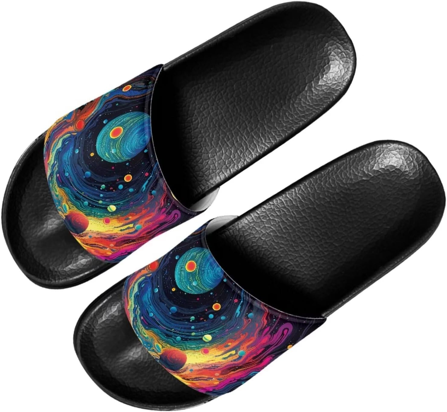 

Женские сандалии Forchrinse Sunflower Bee, повседневные слайд-сандалии, легкие тапочки для душа, дома и на пляже, Galaxy Planet Oil Painting