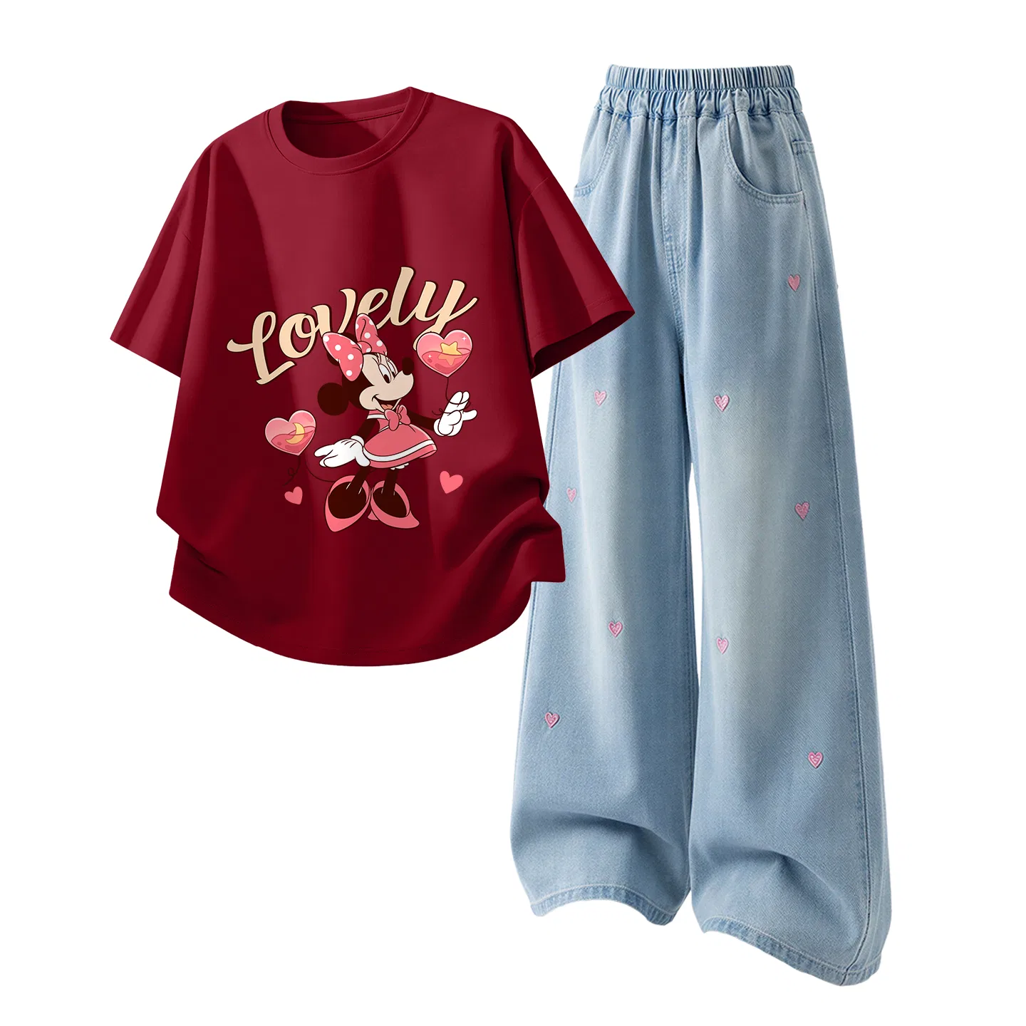 Детский спортивный костюм Casual Sportswear 2 Piece Set Disney, Di Star Balloons Garnet Red+Solid Color Denim Light Blue