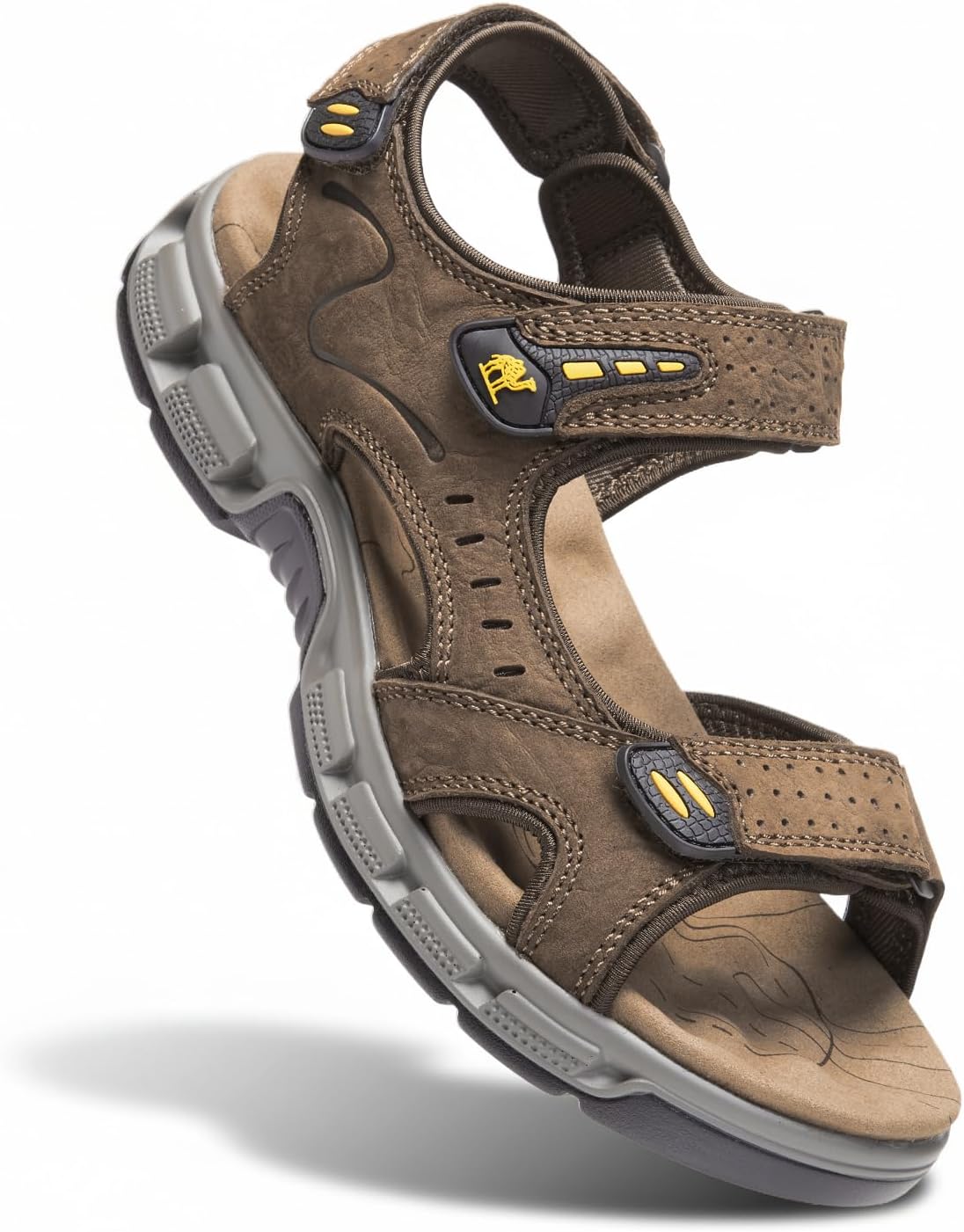 

Мужские кожаные сандалии CAMEL CROWN для походов, активного отдыха на улице, воды и пляжа, летние сандалии с открытым носком и регулируемыми ремешками, Coffee-7837