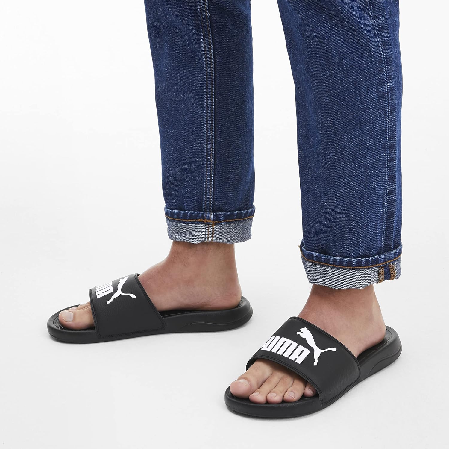 Мужские синие сандалии PUMA Popcat 20 Bold Slide, черный — фото 2