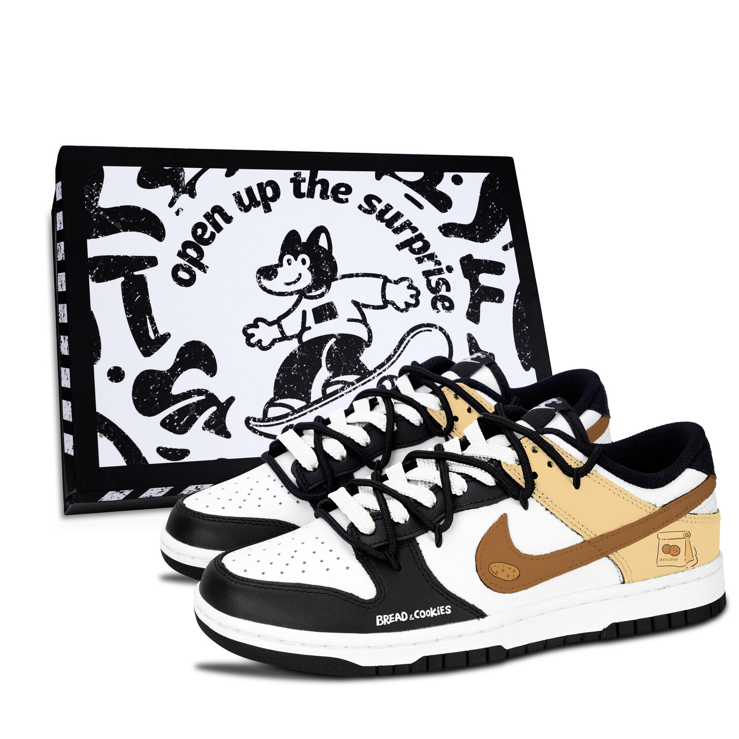 

Dunk Black White, устойчивые к истиранию низкие кроссовки для скейтбординга Bread Cookie унисекс Nike, коричневый