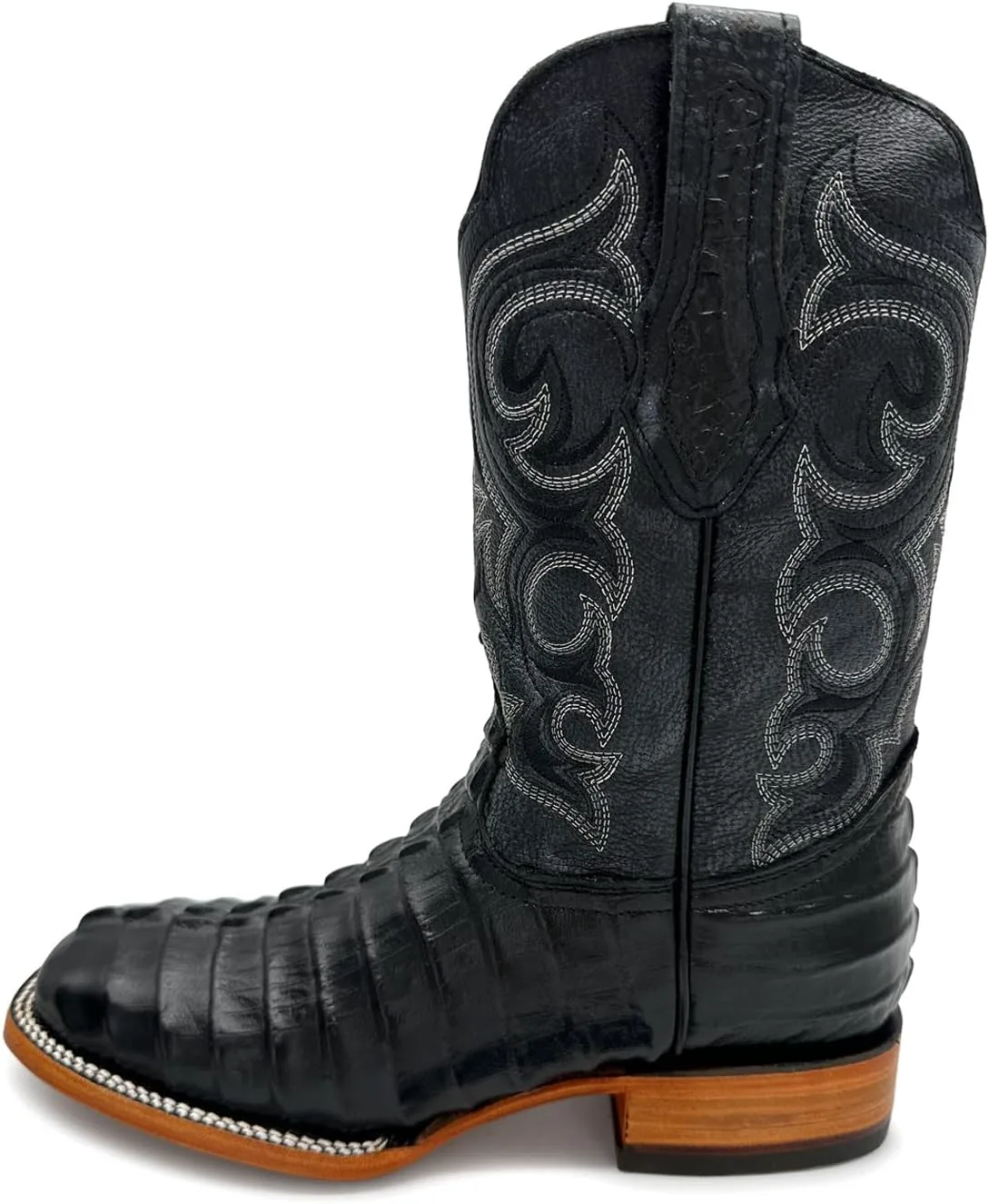 

Мужские кожаные ковбойские сапоги Western Shops с квадратным носком и рисунком под кожу аллигатора The Western Shops, черный