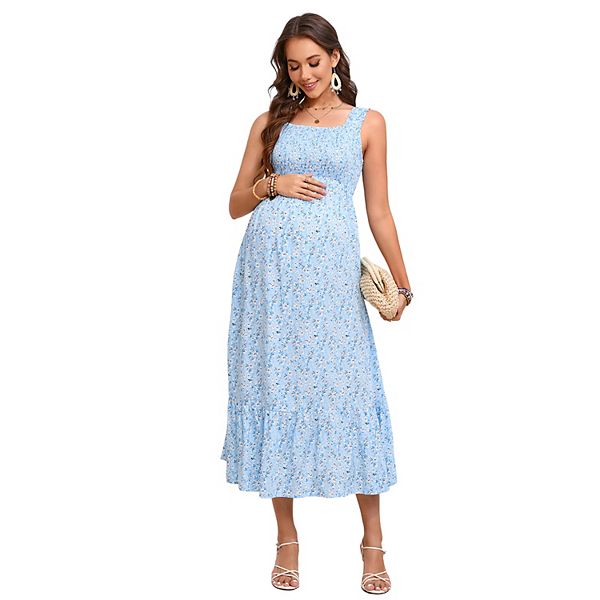 

Женское платье для беременных в стиле бохо с завязками и оборками Seoria, Light Blue