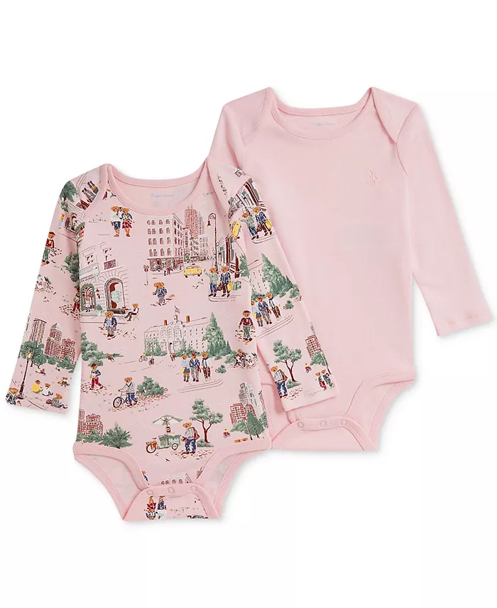 

Детские боди для девочек, 2 шт., хлопок Polo Ralph Lauren, мультиколор