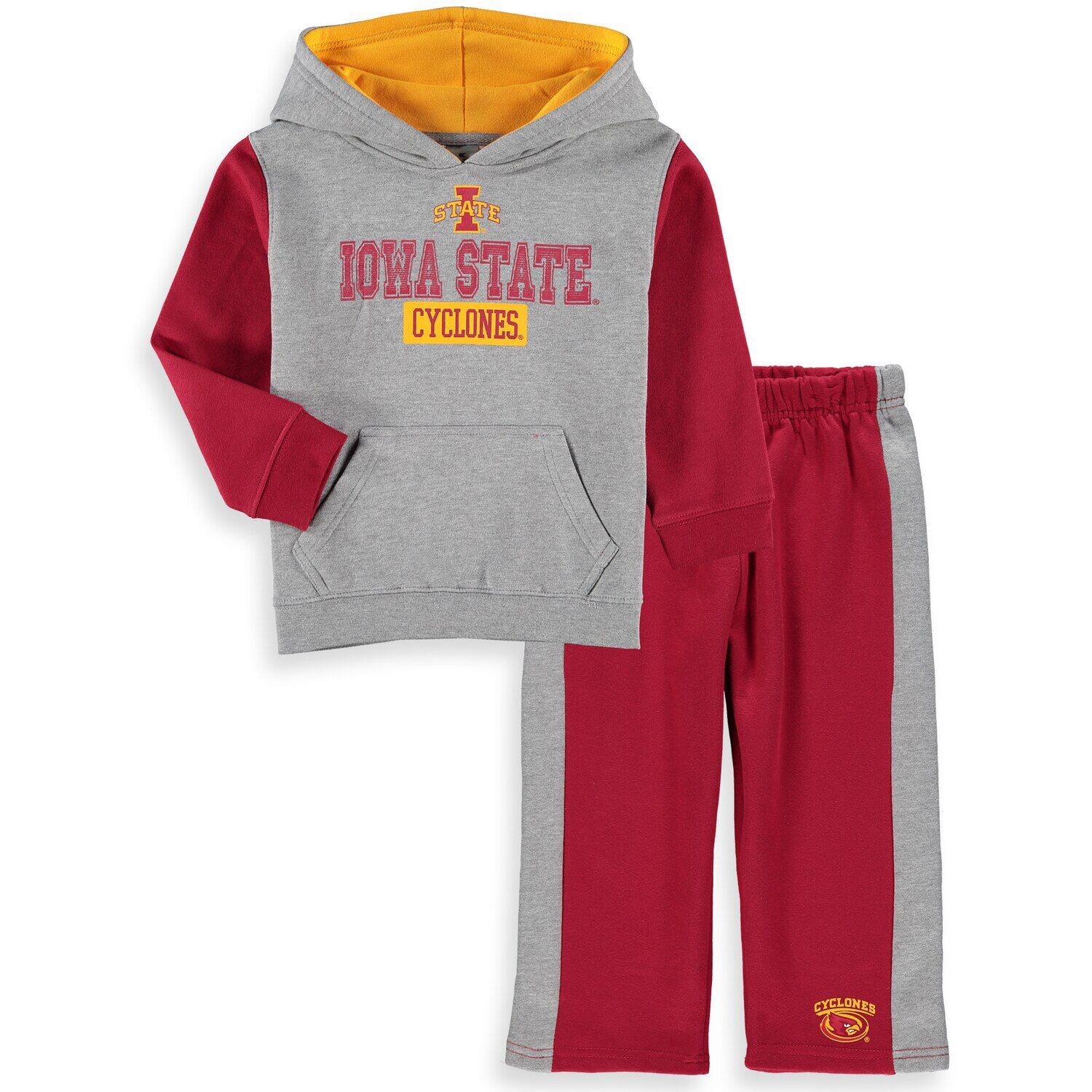 

Комплект из флисовой толстовки и брюк с капюшоном для малышей Colosseum Heathered Grey/Cardinal Iowa State Cyclones Back To School Colosseum