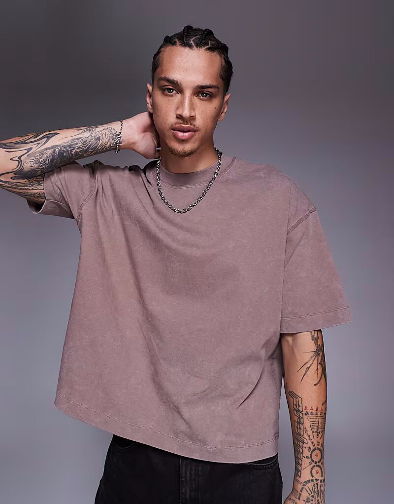 

Футболка свободного кроя ASOS DESIGN из плотной коричневой ткани плотностью 220 г/м²