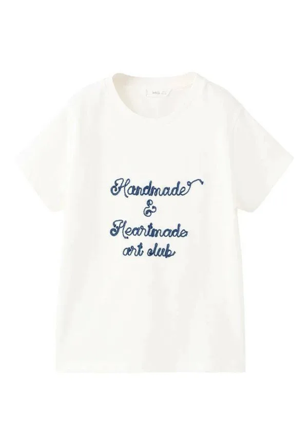 Футболка с детским принтом Mango Kids, Off-White