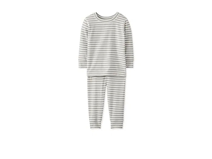 Пижама Long John в полоску Hanna Andersson, Limestone/Ecru