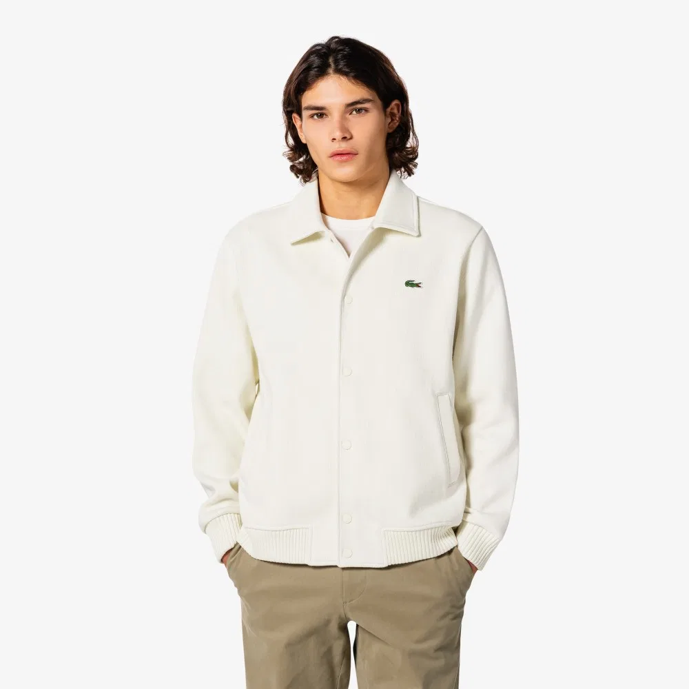 Мужской джемпер из рипстоп-джерси кремовый от Lacoste