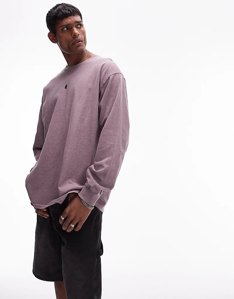

Футболка Topman с длинными рукавами, потертая, сиреневая