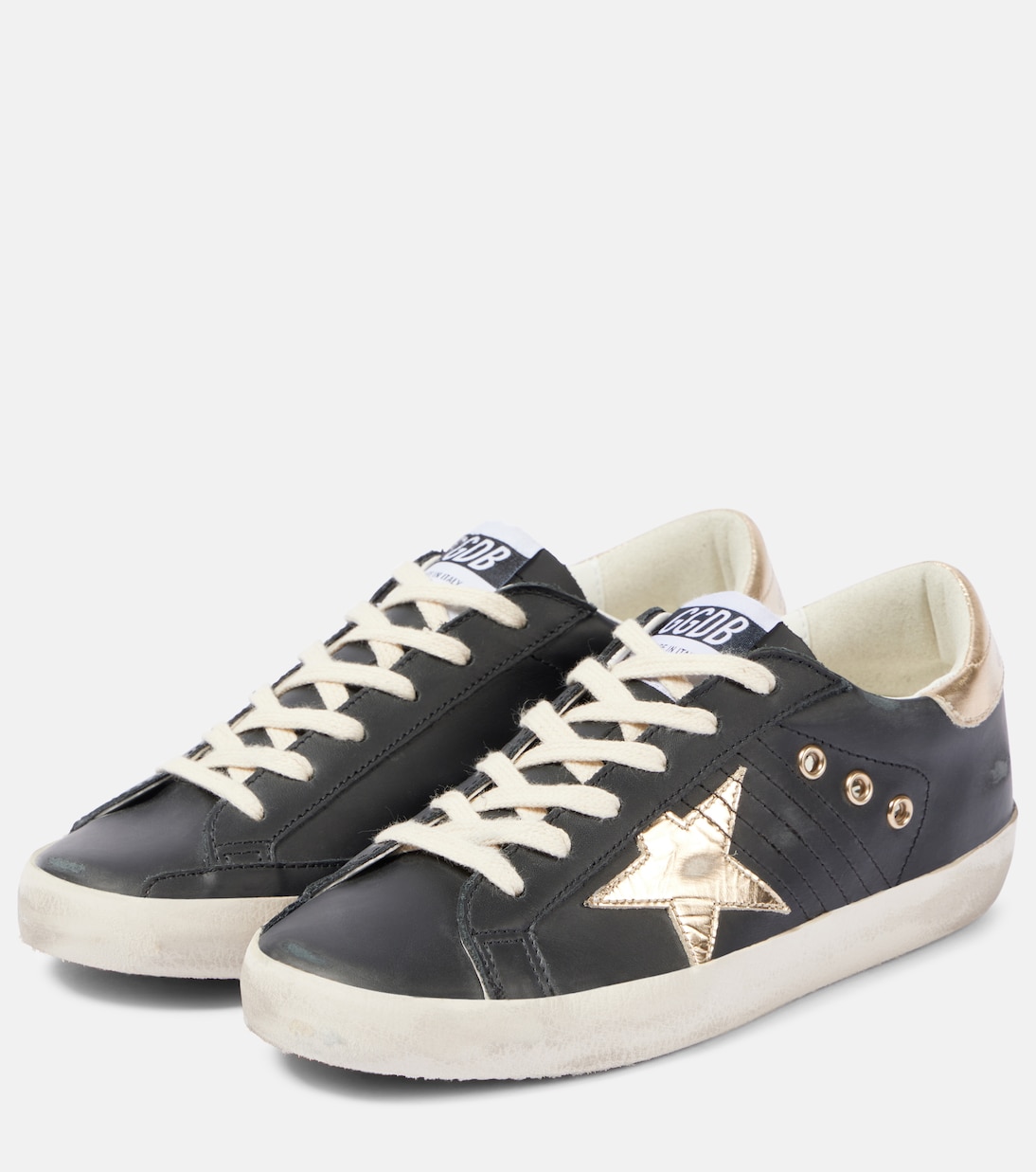 Кожаные кроссовки Super Star Golden Goose, Black/Gold — фото 4