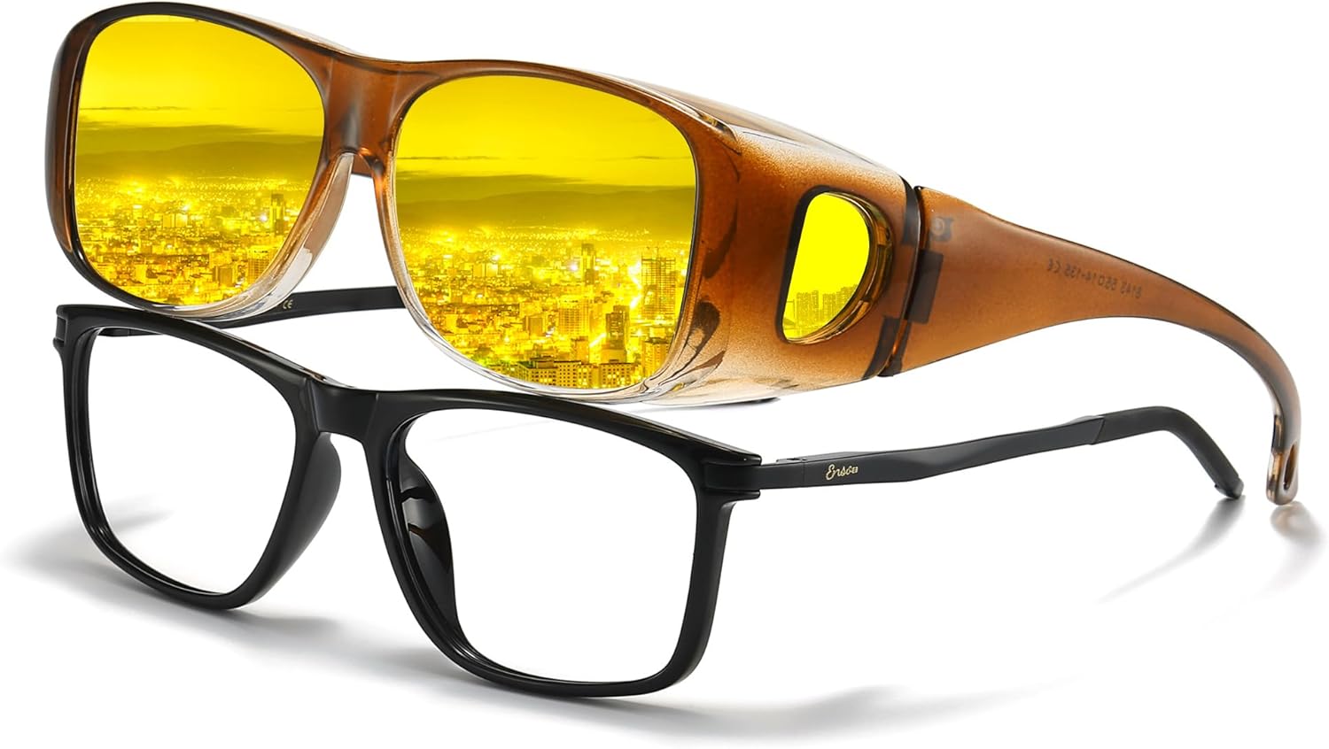 

Поляризованные очки ночного видения LVIOE для женщин и мужчин, надеваемые поверх обычных очков, с обтекаемой формой для защиты от бликов при вождении в ночное время, модель N8143, A04 Gradient Tortoise Frame / Night Vision